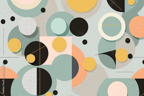 n abstract pattern featuring various circles and shapes. Generative AI