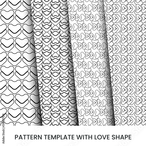 set of abstract pattern design with love shape