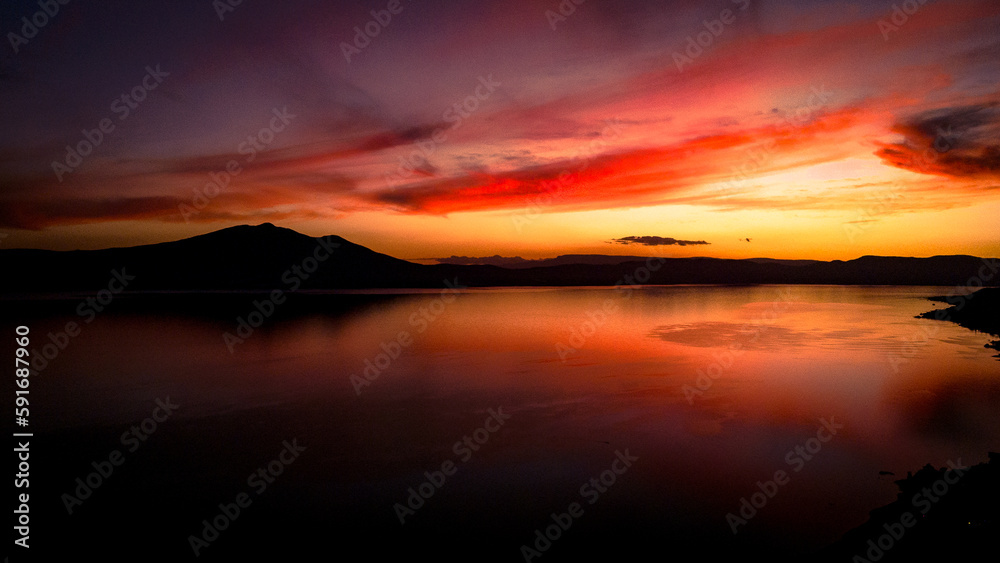 sunset in lake