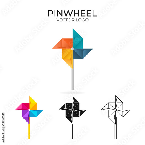 Origami vector logo and icon with pinwheel. 