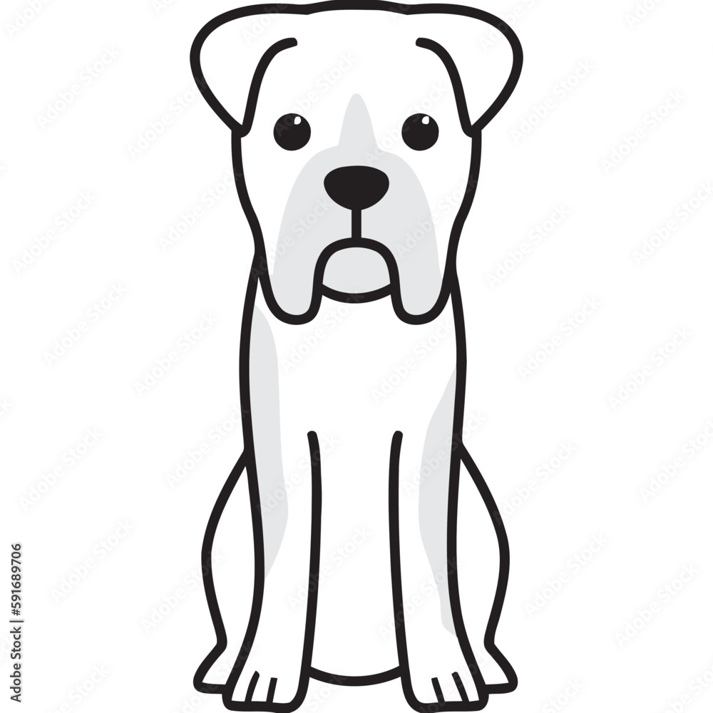 Fototapeta premium Bull Boxer Dog Breed Cartoon Kawaii Sketch Hand Drawn Watercolor Painting Silhouette Sticker Illustration Sublimation EPS Vector Graphic