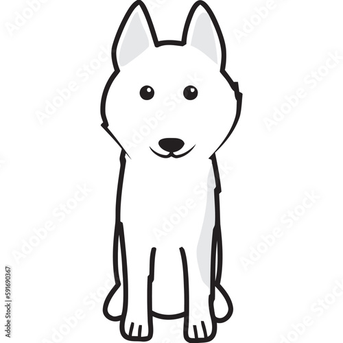 Russian European Laika Dog Breed Cartoon Kawaii Sketch Hand Drawn Watercolor Painting Silhouette Sticker Illustration Sublimation EPS Vector Graphic