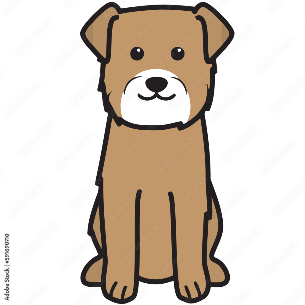 Fototapeta premium Border Terrier Dog Breed Cartoon Kawaii Sketch Hand Drawn Watercolor Painting Silhouette Sticker Illustration Sublimation EPS Vector Graphic