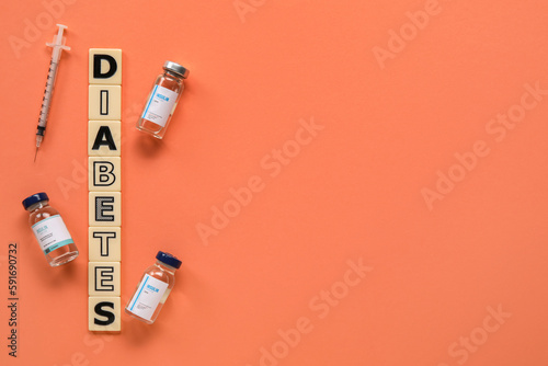 Word DIABETES with insulin ...