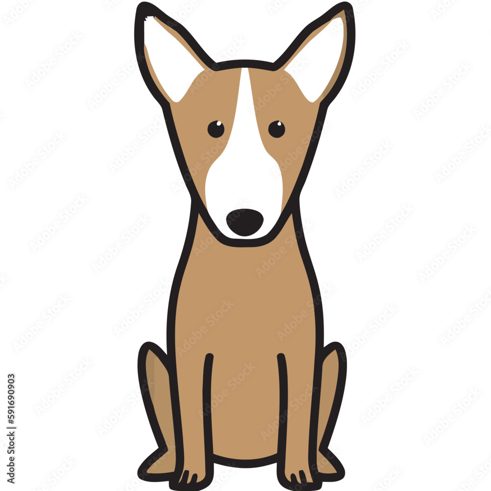 Obraz premium Bull Terrier Dog Breed Cartoon Kawaii Sketch Hand Drawn Watercolor Painting Silhouette Sticker Illustration Sublimation EPS Vector Graphic