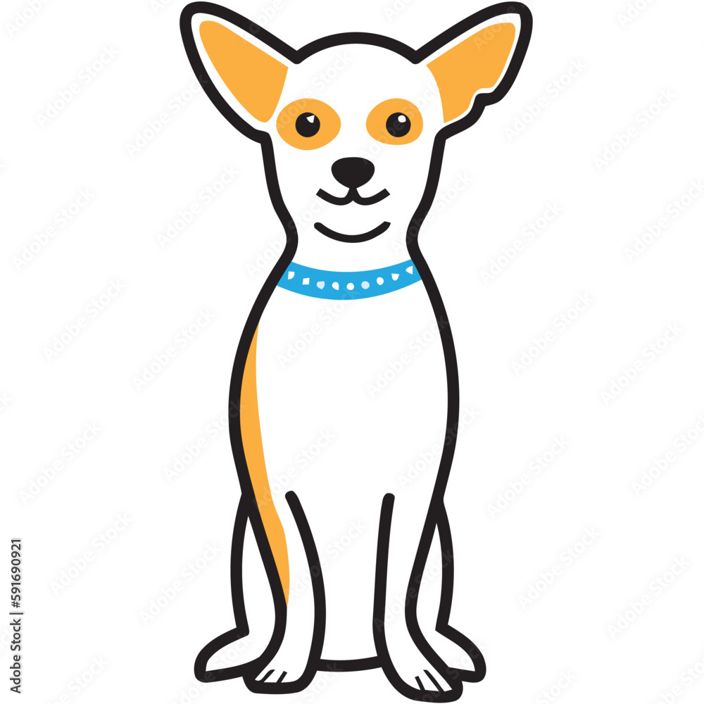 Fototapeta premium Chihuahua Dog Breed Cartoon Kawaii Sketch Hand Drawn Watercolor Painting Silhouette Sticker Illustration Sublimation EPS Vector Graphic