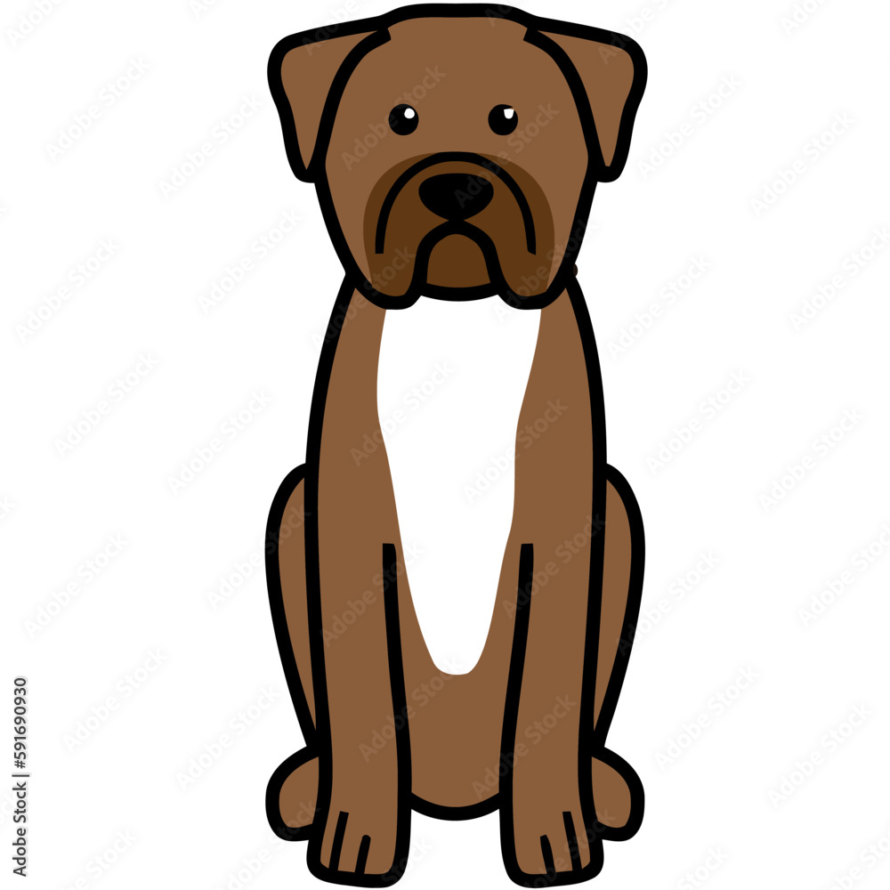 Fototapeta premium Dogue De Bordeaux Dog Breed Cartoon Kawaii Sketch Hand Drawn Watercolor Painting Silhouette Sticker Illustration Sublimation EPS Vector Graphic