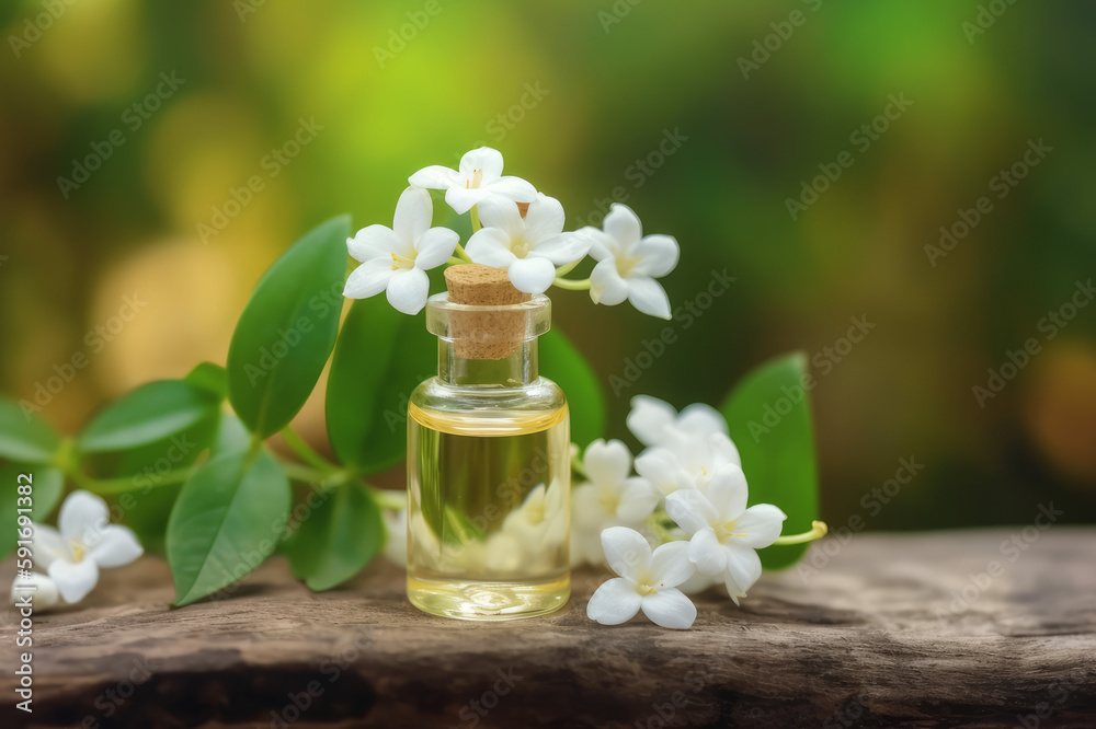 Essential jasmine oil. Created with generative AI tools Essential jasmine oil. Created with generative AI tools