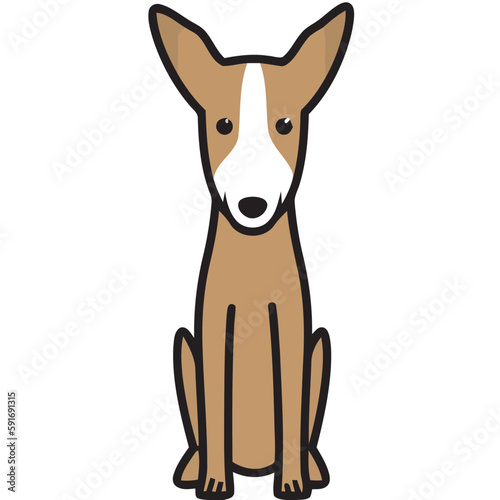 Ibizan Hound Dog Breed Cartoon Kawaii Sketch Hand Drawn Watercolor Painting Silhouette Sticker Illustration Sublimation EPS Vector Graphic