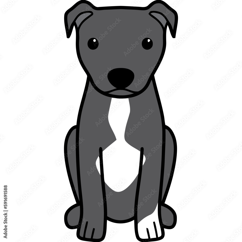 Obraz premium American Pitbull Terrier Dog Breed Cartoon Kawaii Sketch Hand Drawn Watercolor Painting Silhouette Sticker Illustration Sublimation EPS Vector Graphic