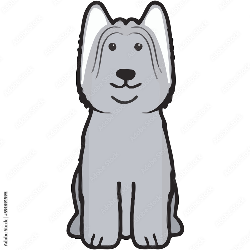 Fototapeta premium Briard Dog Breed Cartoon Kawaii Sketch Hand Drawn Watercolor Painting Silhouette Sticker Illustration Sublimation EPS Vector Graphic