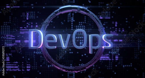 Devops software development operations infinity symbol. Web development concept in isometric design. Developing of internet app, online website service. 