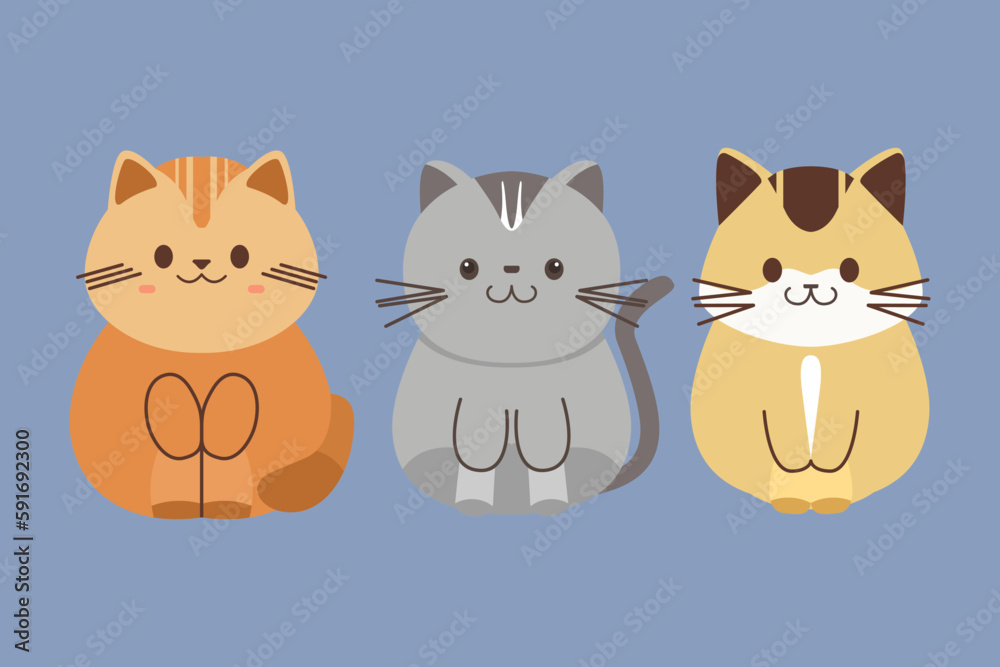 Fototapeta premium cute fat cat flat illustration