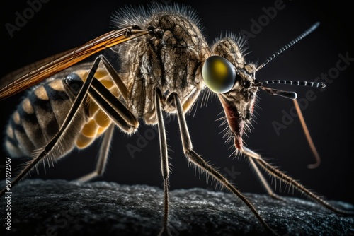 Mosquito close-up, macro with selective focus. AI generated, human enhanced © top images