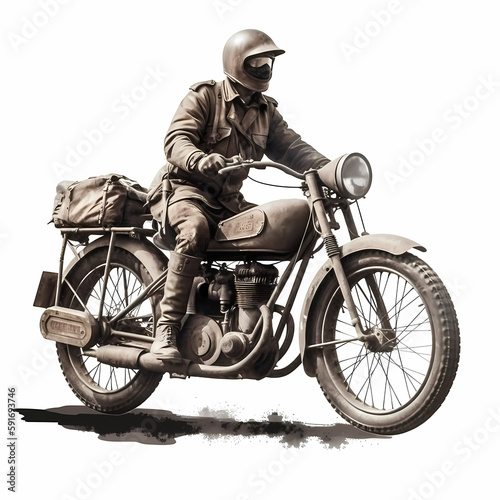 Old Motor Cycle Racer. Generative AI