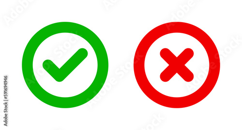 Green check mark and red cross mark icon