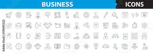 Business thin line vector icon set, finance icons, strategy and planning elements symbols, editable stroke. Partnership, solution, brainstorm, people, collaboration vector icon. © Cifotart