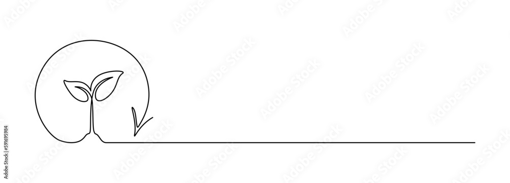 Growing plant leaves with loop arrow in one continuous line drawing. Creative concept of renewable green energy and environmental friendly sources. Editable stroke. Doodle vector illustration Growing plant leaves with loop arrow in one continuous line drawing. Creative concept of renewable green energy and environmental friendly sources. Editable stroke. Doodle vector illustration