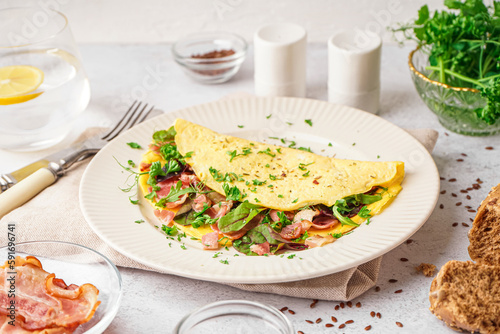 Savory omelet with fresh gr...
