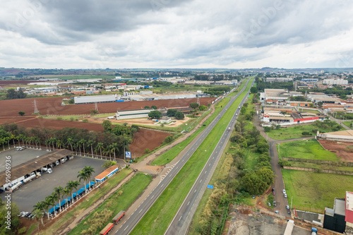 Leme, Sao Paulo, Brazil - Circa October 2022: Leme, city in the interior of Sao Paulo. Aerial view photo