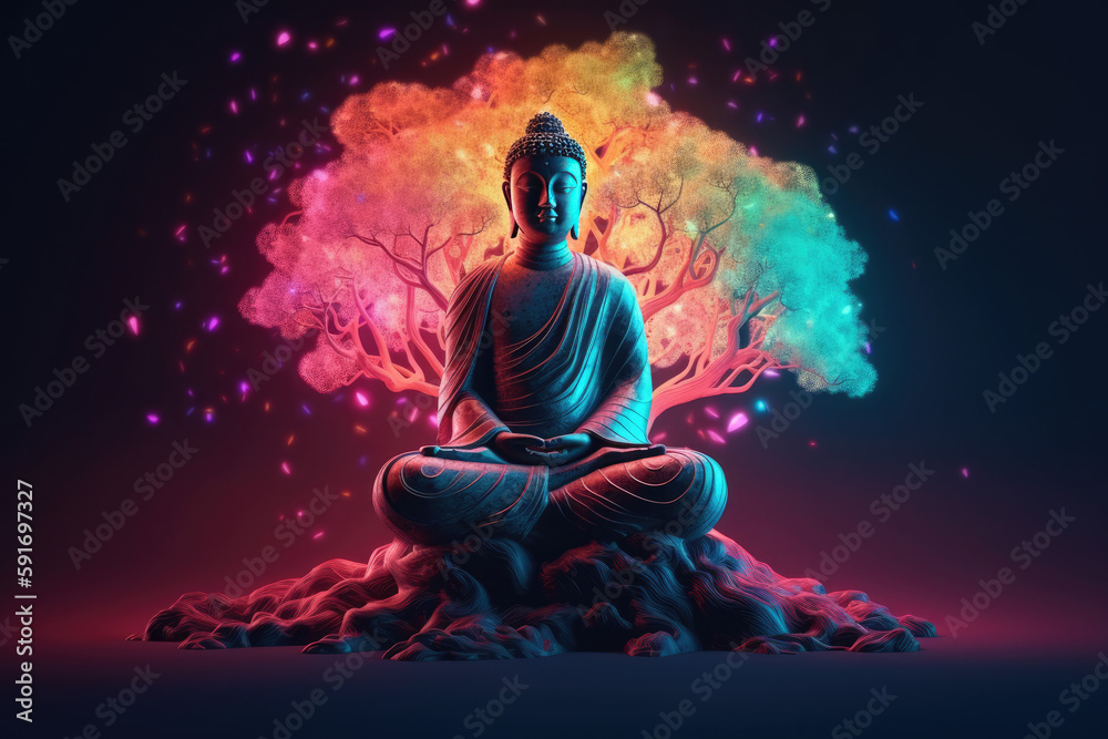  Buddha's enlightenment under the Bodhi tree, generative AI