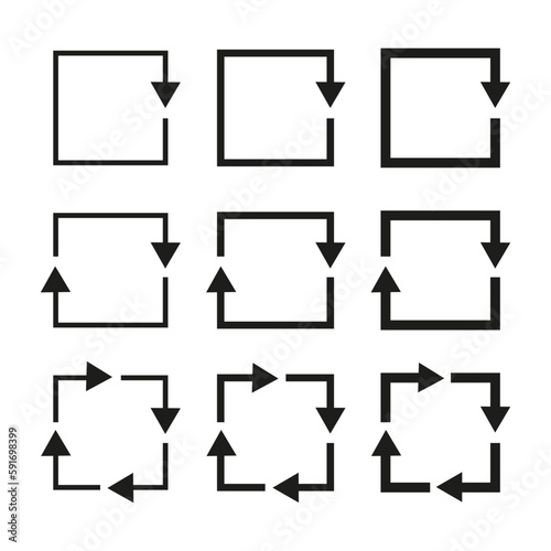 Squares of arrows. Reload symbol. Corporate identity. Vector illustration.