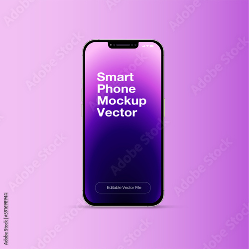 purple lavender edible vector phone illustration isolated on a gradient background. new iphone 14 mockup. realistic vector mobile device. 