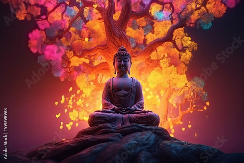  Buddha s enlightenment under the Bodhi tree  generative AI