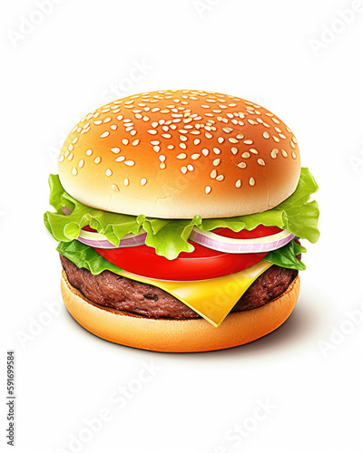 A hamburger, isometric. Generative AI