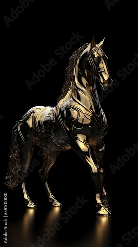 Stoic obsidian and gold horse 