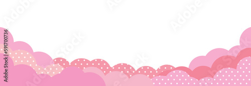 雲形とドットパターンの横長 フレーム背景 バナー/ピンク