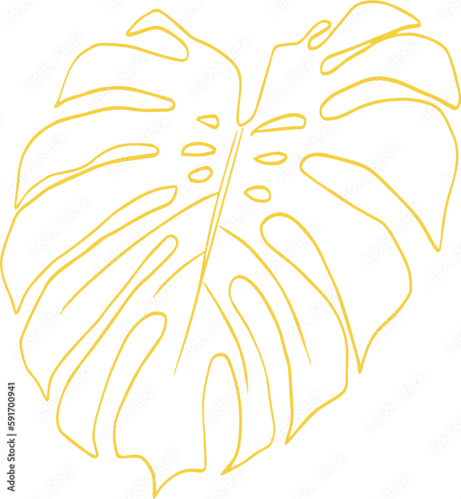 Monstera Tropical Leaf Line Art Monstera Tropical Leaf Line Art