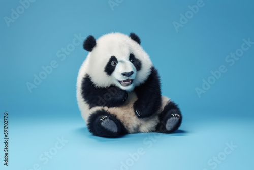 Funny little panda is a little surprised. AI generation 
