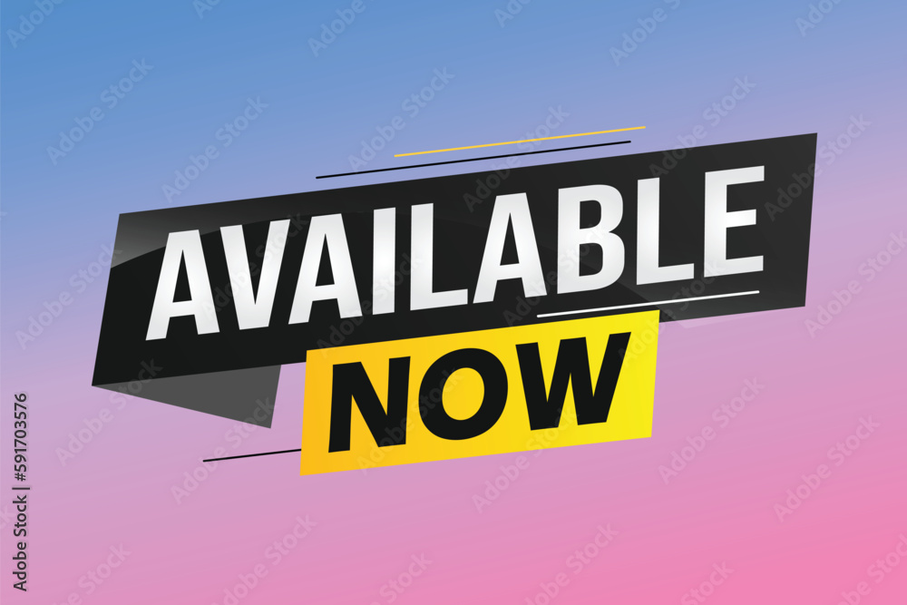 available now word concept vector illustration with lines 3d style for social media landing page, template, ui, web, mobile app, poster, banner, flyer, background, gift card, coupon, label, wallpaper