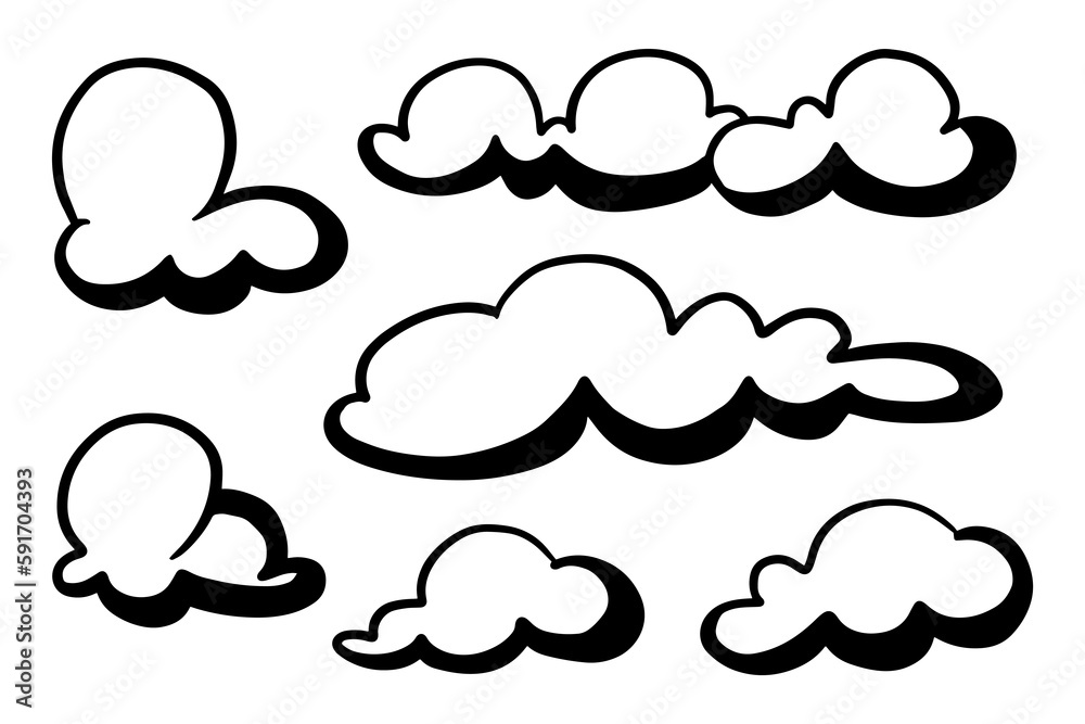 doodle set of clouds, vector illustration. doodle set of clouds, vector illustration.