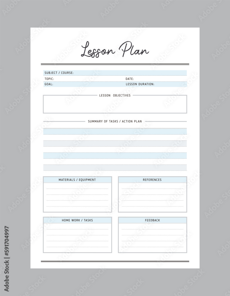 Assignment Planner. Minimalist planner template set. Vector illustration.	 