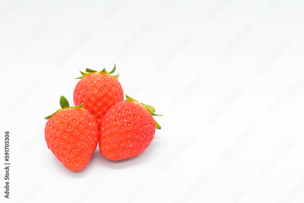 beautiful three fresh red strawberry isolated on white background beautiful three fresh red strawberry isolated on white background