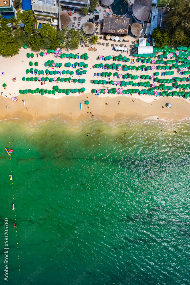 Aerial view of Patong beach, in Phuket, Thailand