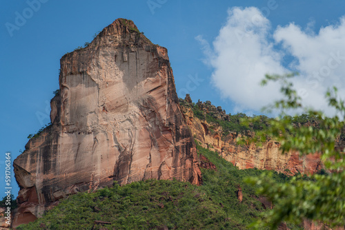 Majestic Cathedral Mountain Range in Jalapao with Impressive Sandstone Cliff and Blue Sky