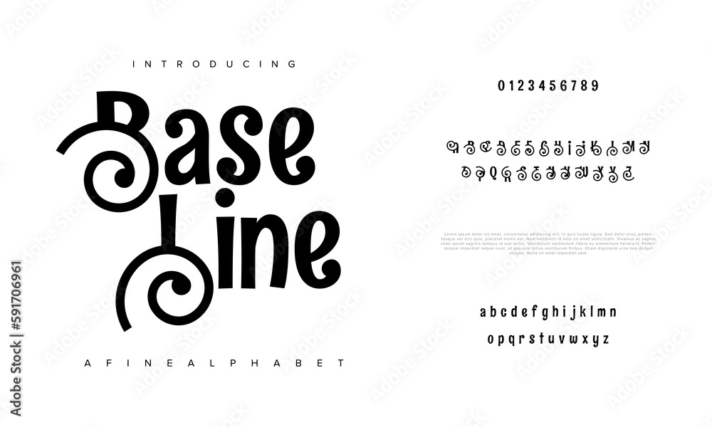 Vetor de Baseline abstract Fashion font alphabet. Minimal modern urban ...