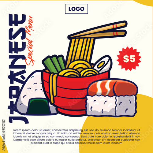 vector of japanese food menu for template design 