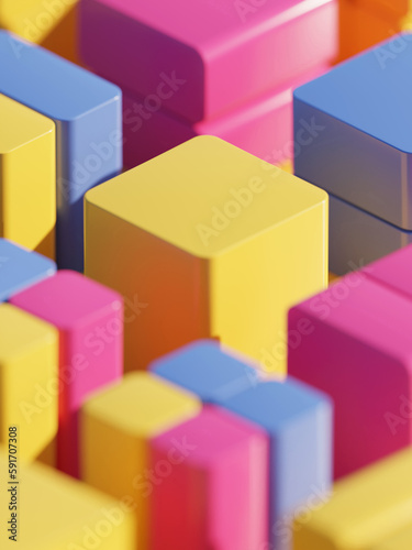 Cube Composition 3D Illustration Background 01