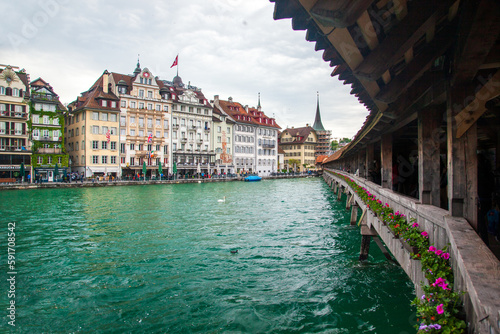 Different look of Chapel bridge across Reuss river in Lucerne, Switzerland. © Ramnath