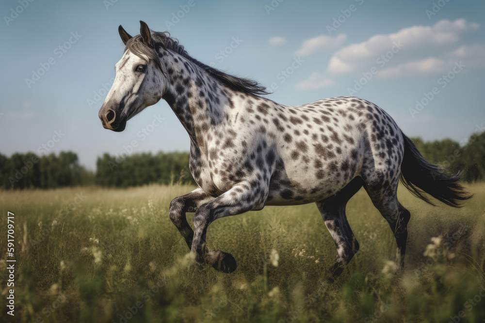 Horse appaloosa running, galloping in the field. Horse appaloosa running, galloping in the field.