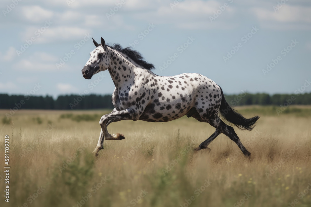 Horse appaloosa running, galloping in the field. Horse appaloosa running, galloping in the field.