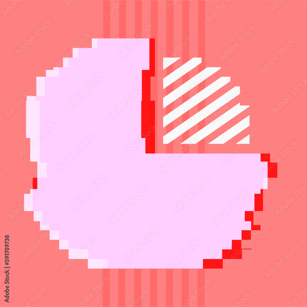 Fototapeta premium Pixelated Glitched Pie Chart on Red Tone Modern Background