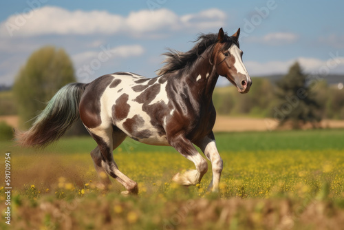 Horse running, galloping in the field. © Giovanna
