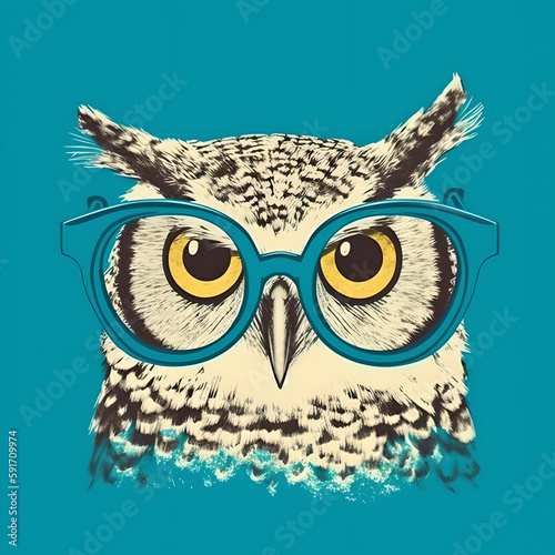Owl wearing glasses graphic