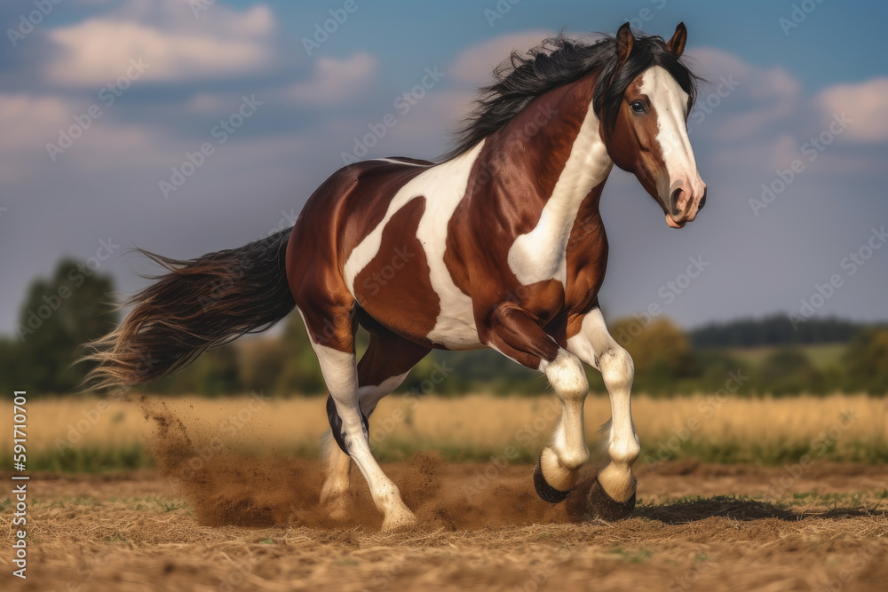 Horse running, galloping in the field. Horse running, galloping in the field.
