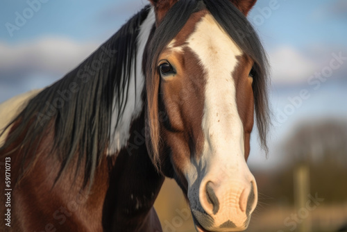 Coulored Cob mare looking at the camera. photo